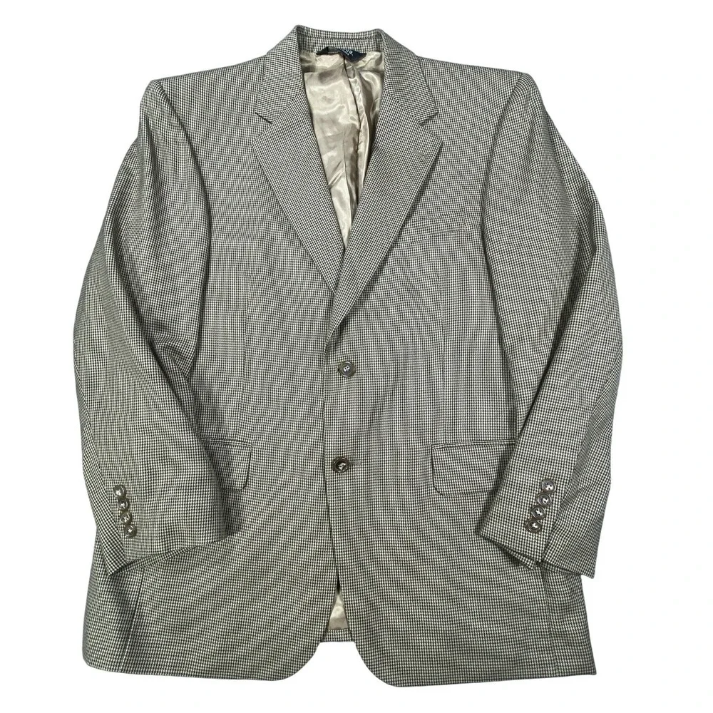 Jos A Bank Blazer Men's 40S Brown Jacket Sport Coat Houndstooth 100% Wool Suit